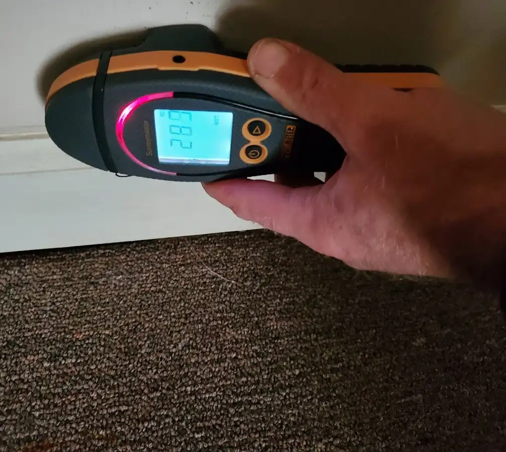 Moisture detection at baseboard during Sewage Cleanup & Sanitation in Fond du Lac